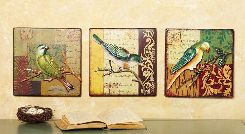 Sculpted Metal Bird Wall Art - Set Of 3