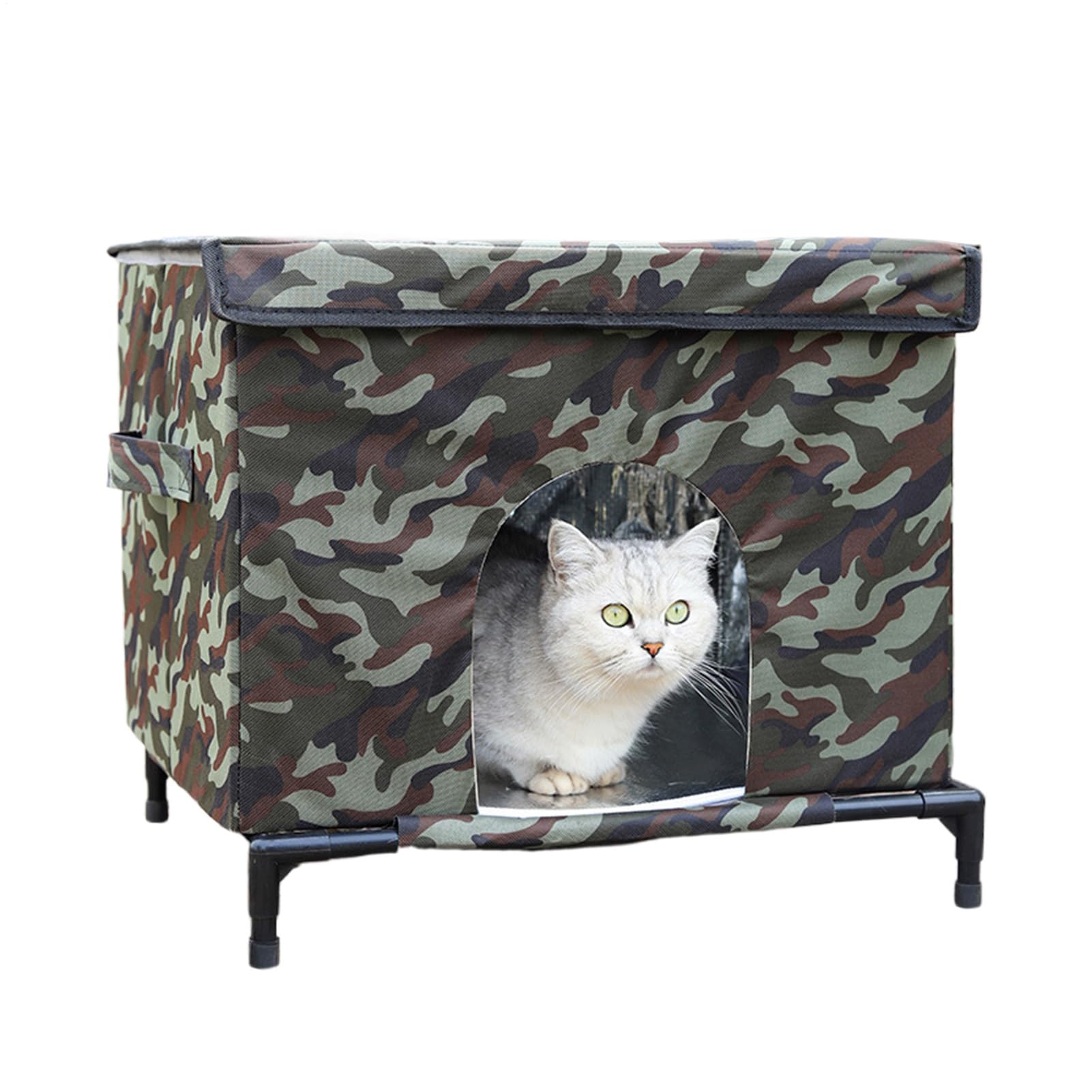 Case Per Gatti Da Esterno Tenda Isolata E Calda | Rifugio Per Gatti Da Esterno Con Base Rialzata E Finestra Trasparente per Cani e Galline all'Aperto per Patio e Balcone