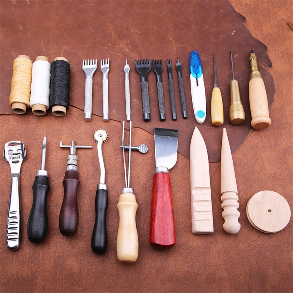Kit 59 Outils Professionnels MJLOMJ Pour Travail Du Cuir – Couture, Poinçonnage, Gravure, DIY