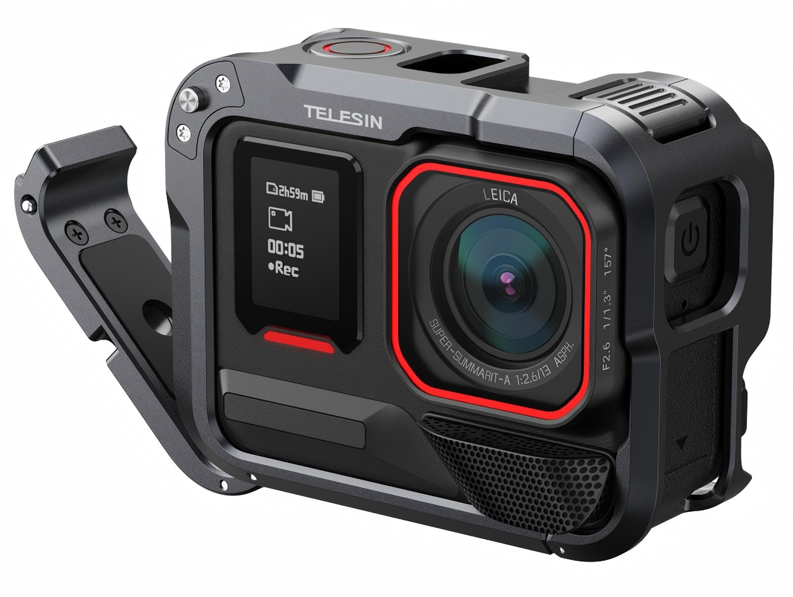 TELESIN Cage Protectrice en Aluminium pour Insta360 Ace/Ace Pro 2, Boîtier Léger Quick-Release avec Vis 1/4" et Cold Shoe, Accessoires Insta360, Protection CNC pour Vlog et Vidéo