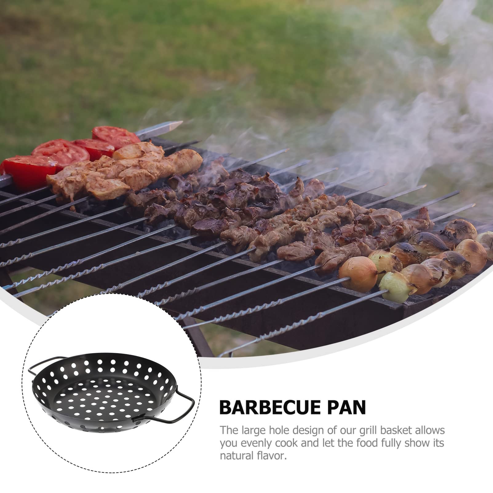 HEMOTON Portable Non Stick Grilling Tray with Double Handles Large Barbecue Basket for Outdoor and Home Use Durable Grilling Pan for Vegetables Meat and Seafood