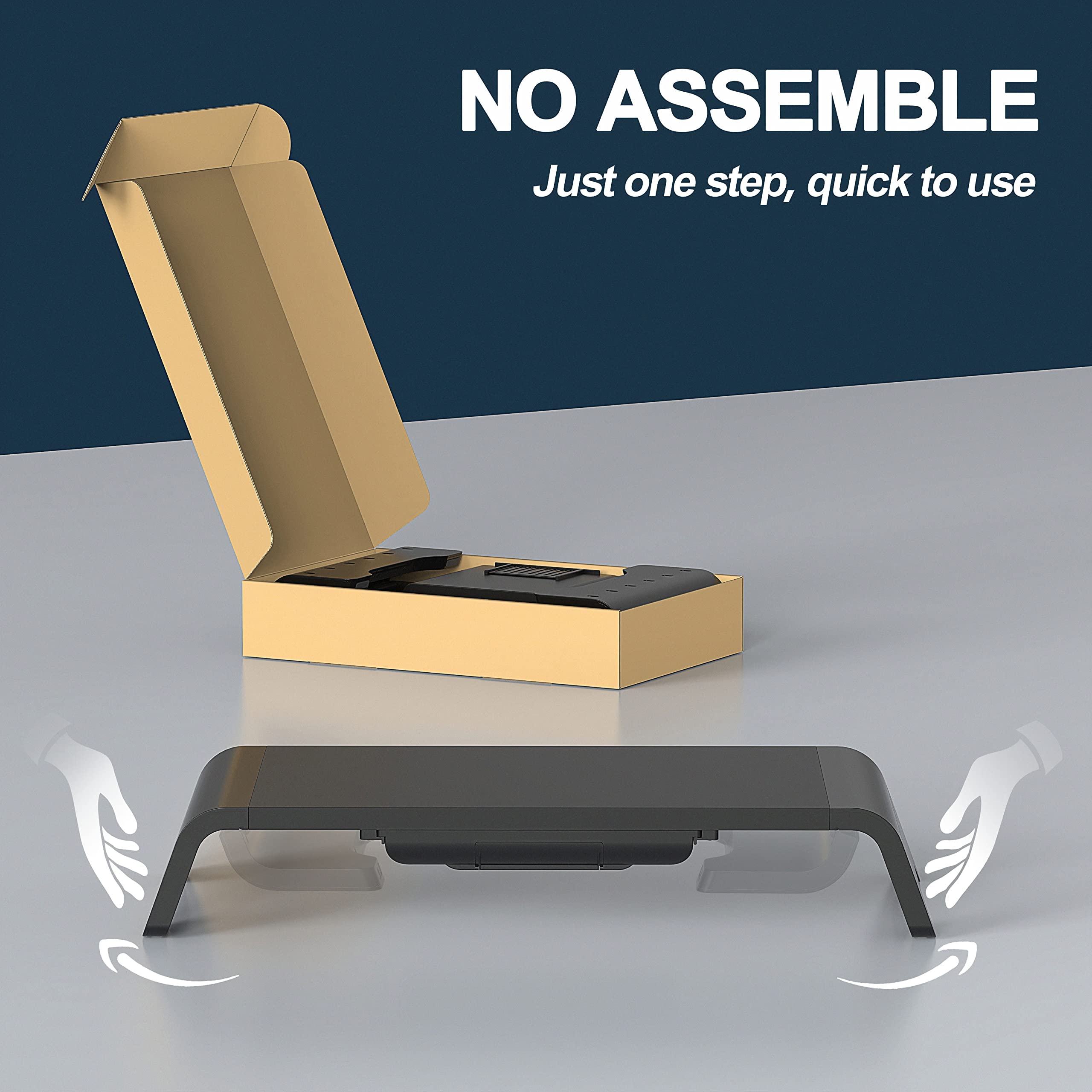 Fenge Soporte Monitor Elevador Monitor de Madera con Cajón y Soporte de Teléfono,Cajas de Almacenamiento Móviles L52xW23,5xH8,9cm Negro G04A1522B