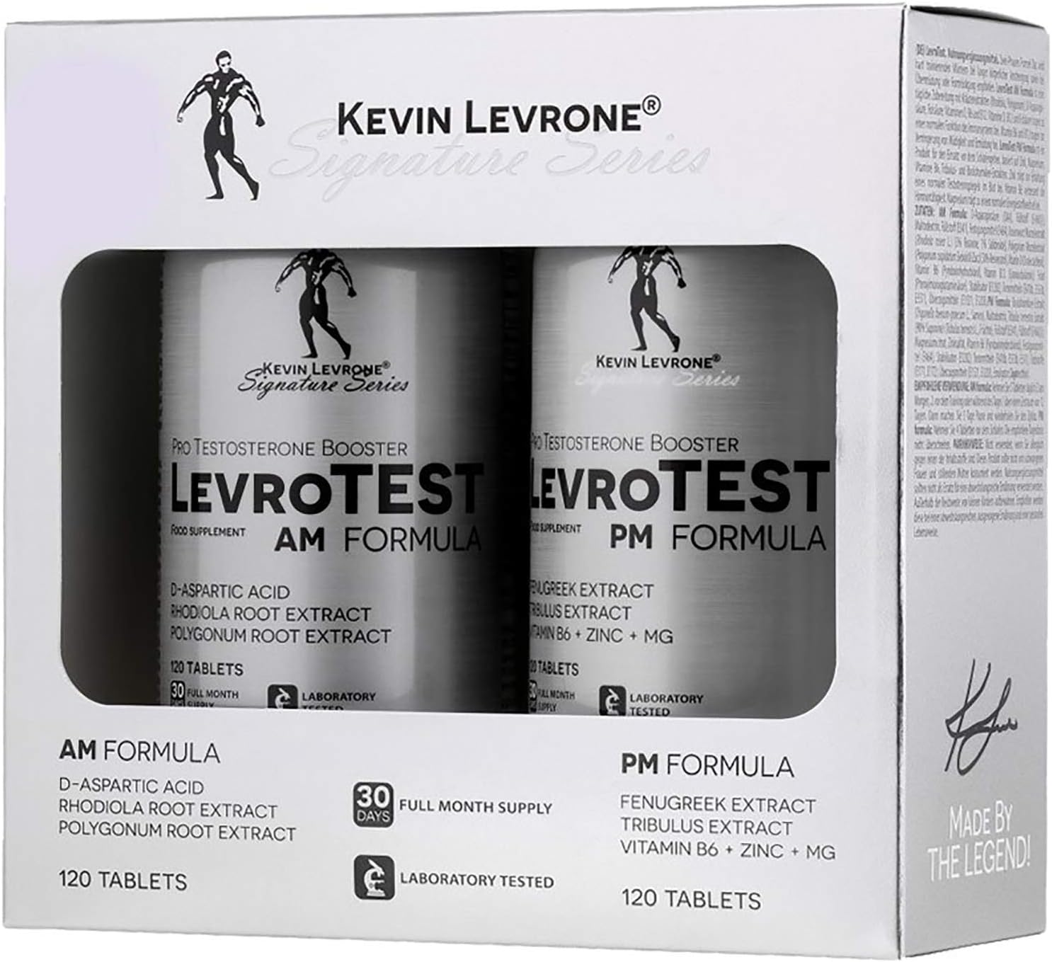 Kevin Levro Test AM 120 Tablets + PM Formula 120 Tablets Testosterone Booster for Men Anabolic Pills for Muscle Growth