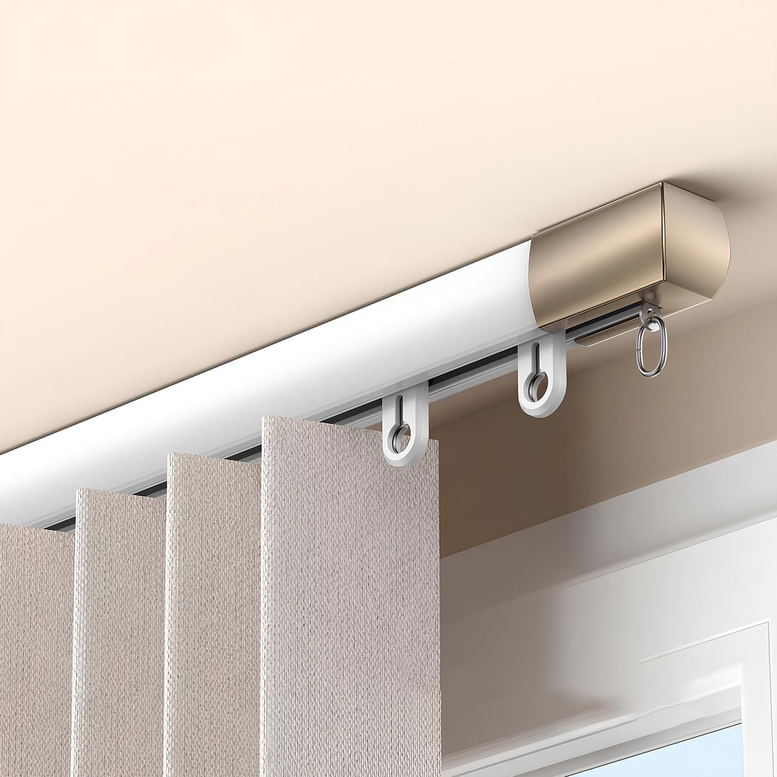 Aluminium-Deckenschienen-Set, 70–600 cm, verstellbar, Wand-/Deckenmontage, ideal für Raumteiler und Privatsphäre, 310 cm / 10.2ft, Weiß