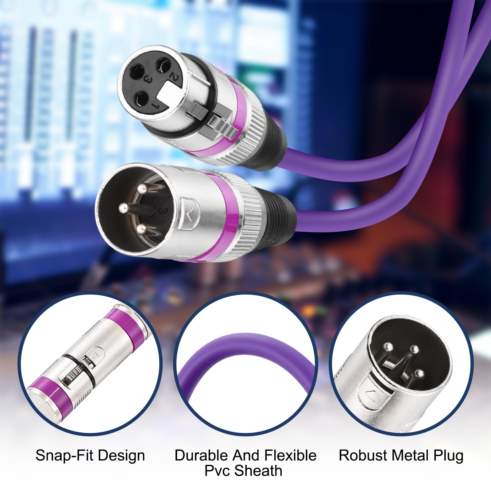 sourcing map 6 cavi XLR, 2 m, cavo per microfono XLR maschio a femmina, 3 pin, accessori bilanciati per microfoni e altoparlanti per studi di registrazione dal vivo, mixer, illuminazione da