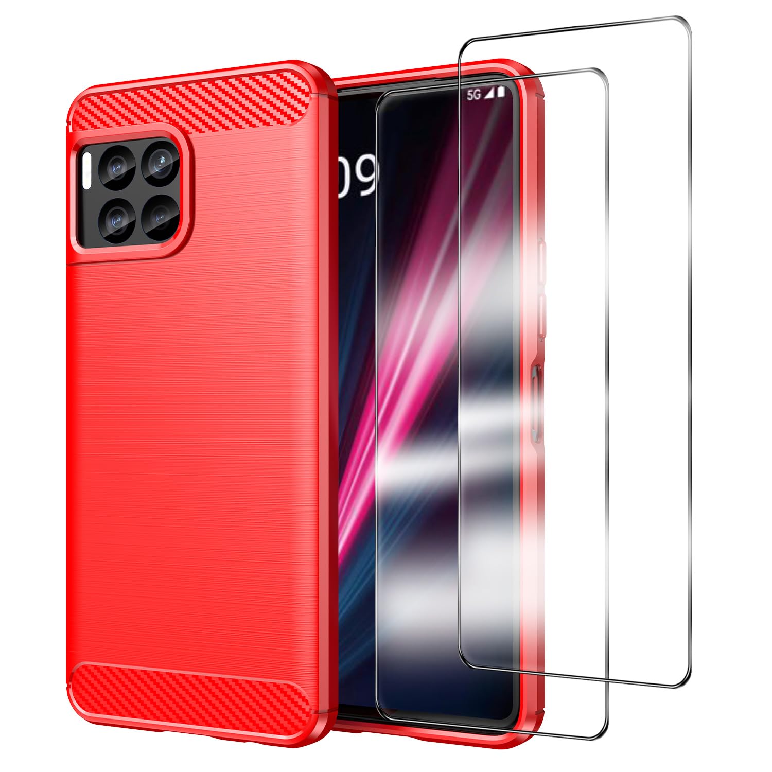 YJROP for T-Mobile Revvl 7 Pro 5G Case with Tempered Glass Screen Protector Flexible TPU Rubber Silicone Bumpers Anti-Scratch Shockproof Protective