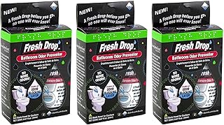 Fresh Drop Bathroom Odor Preventor, Toilet Smell Eliminator, Before-You-Go Bathroom Essential, Traps Strong Odors, 3 Count Value Pack