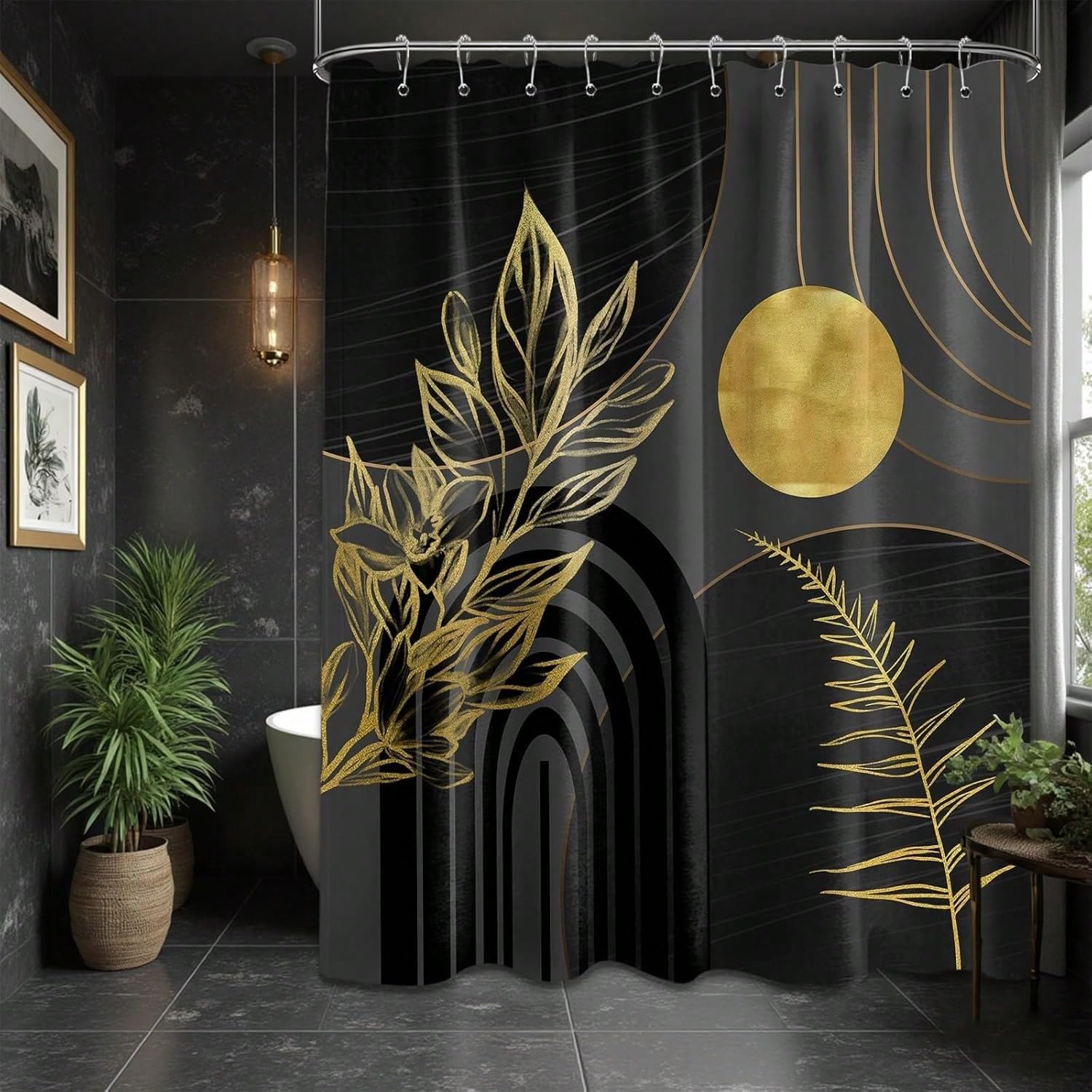 GLKSDLPO Black And Red Shower Curtain Cortinas De Baño Christmas Decorations For Home(180x225cm/71x86in(WxH)