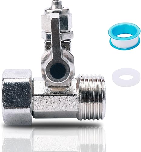 JIUWU Adaptador de agua de alimentación: compresión de 1/2 pulgada y válvula de parada de ángulo de compresión de 1/4 de pulgada O.D para filtros de