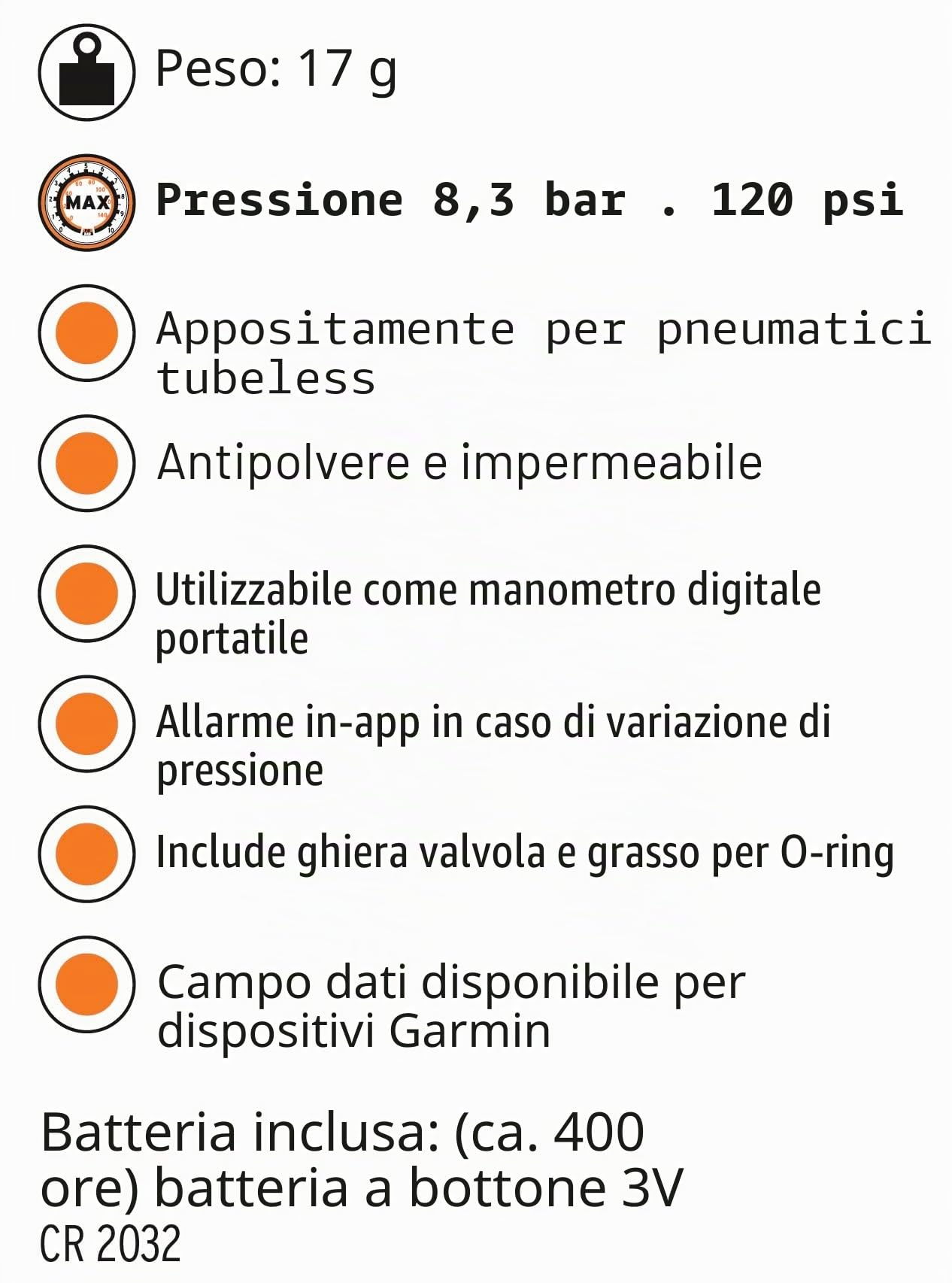 SKS GERMANY AIRSPY TL Sensore di pressione per pneumatici tubeless, da 60 mm, per biciclette, manometro digitale, resistente a polvere e acqua, avvisa sull’app in caso di variazioni di pressione, nero