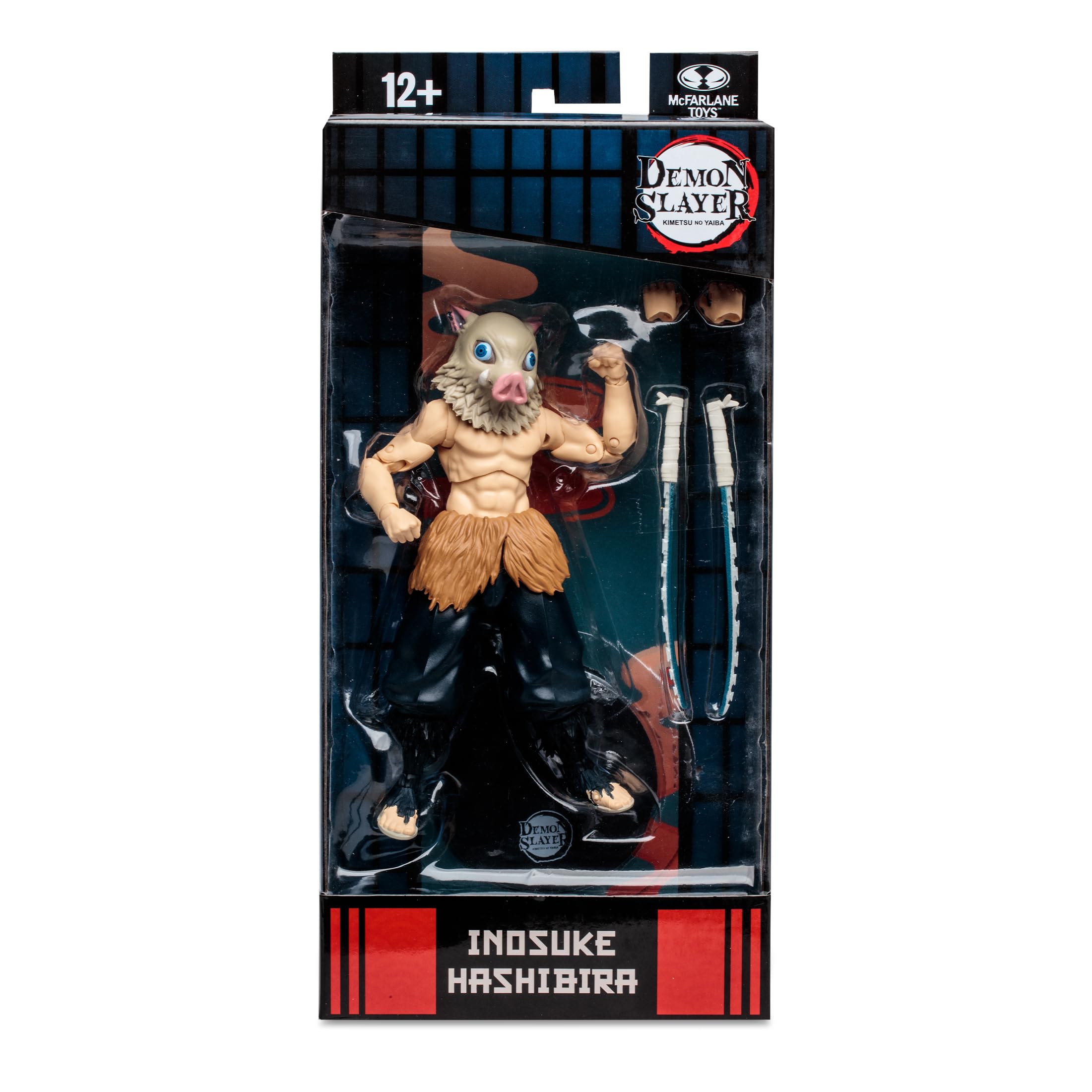 McFarlane Toys Demon Slayer - Action Figure Inosuke Hashibira, da collezione altamente dettagliata, con 22 punti di articolazione, mani alternative, spade e base espositiva