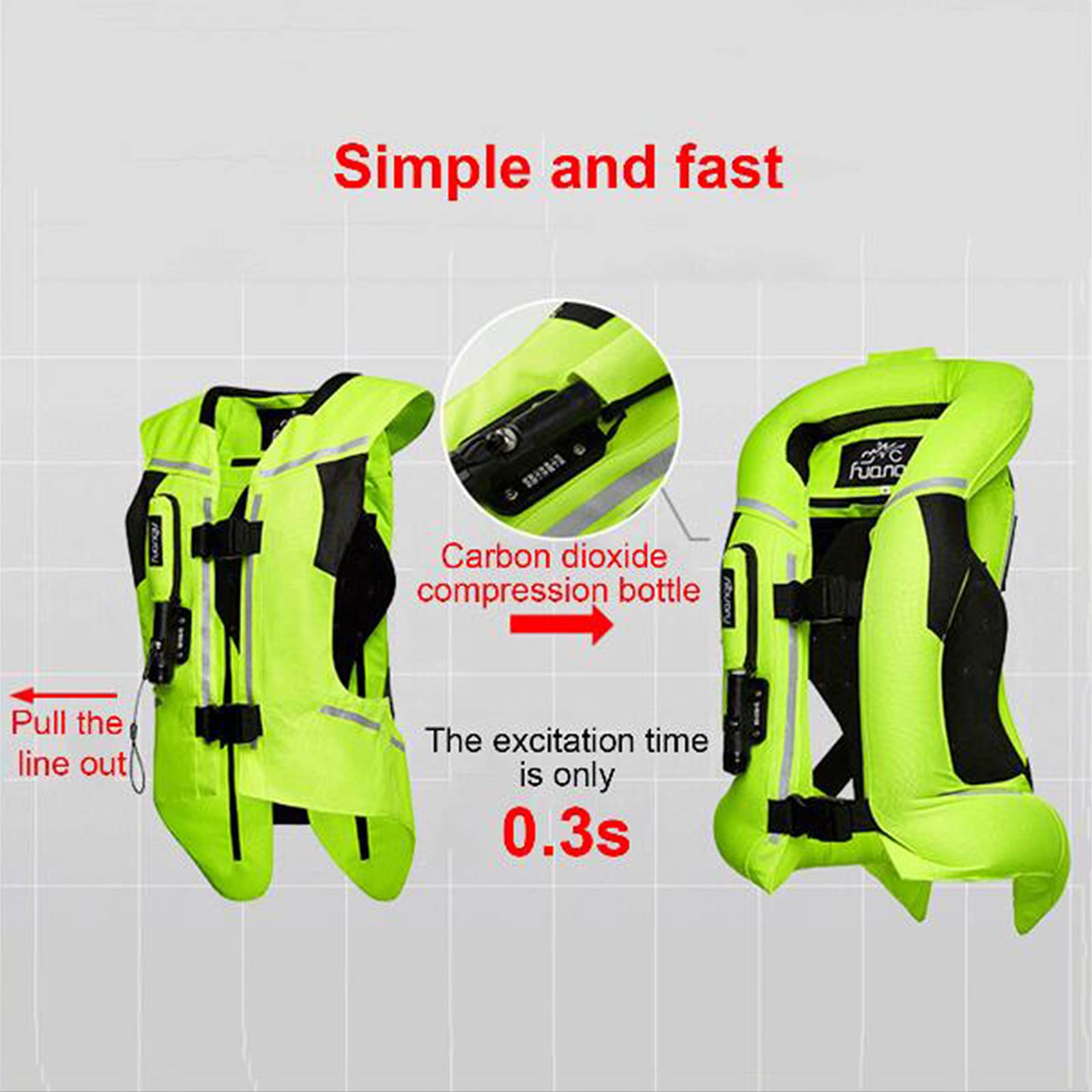 L'Airbag Vest 0.3S Attiva Immediatamente Il Gilet Cilindro con Materiale Eva, Impermeabile, Facile da Pulire E Protegge Efficacemente La Schiena, Il Petto E Le Articolazioni,Verde,S