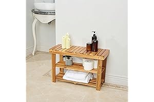 Barn Acacia Wood Shoe Rack Bench for Entryway Front Door