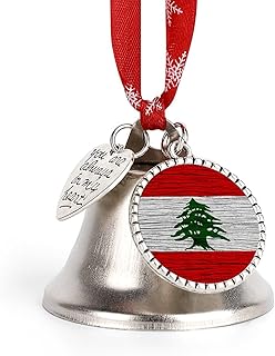 Lebanon Wood Texture Lebanese Christmas Ornaments Hanging Door Bell Christmas Tree Decorations for Holiday Parties Love Bell
