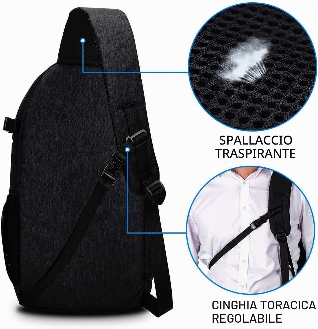 CADeN DSLR Borsa a tracolla per fotocamera reflex - Sistema antifurto - Impermeabile - Doppio uso