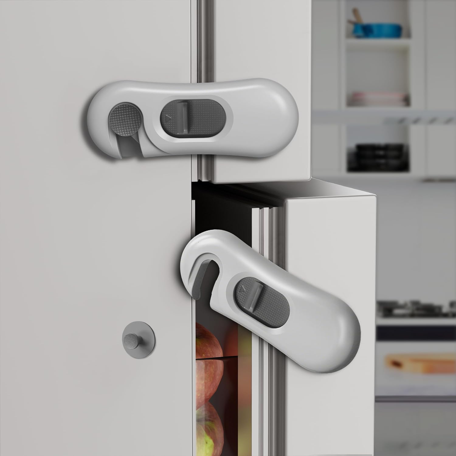 2 Pack Child Proof Refrigerator Lock, Baby Proofing Cabinet Locks, Oven Lock Child Safety – No-Drill Adhesive Safety Fridge Lock for Fridge, Oven, Dishwasher & Windows