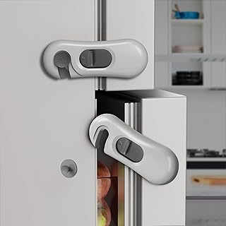 2 Pack Child Proof Refrigerator Lock, Baby Proofing Cabinet Locks, Oven Lock Child Safety – No-Drill Adhesive Safety Fridge Lock for Fridge, Oven, Dishwasher & Windows