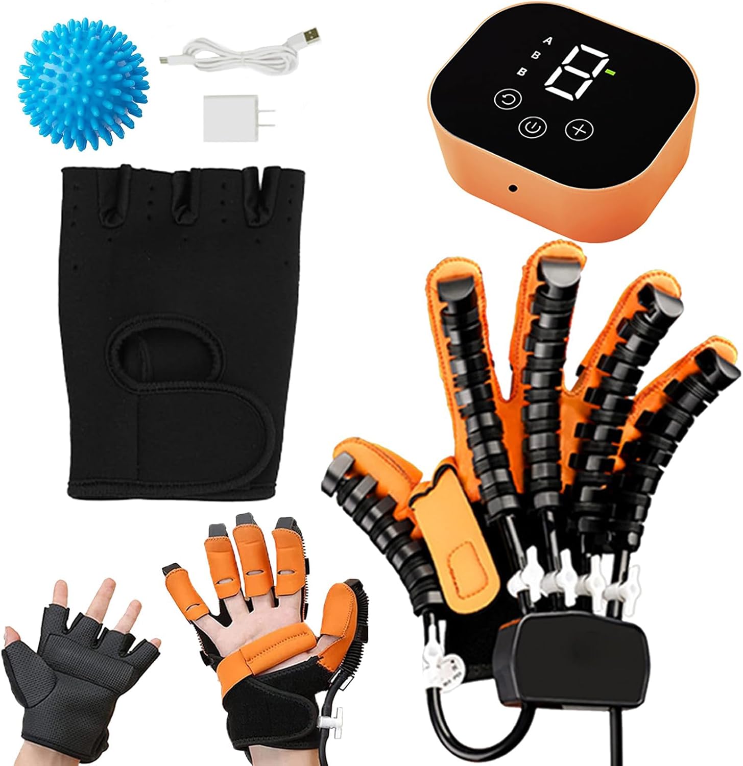 GAOXIAO Hand Function Rehabilitation Robotic Gloves Generations Hemiplegia, Stroke Recovery Adjustable Finger Rehab Trainer for Arthritis, Right and Left Hand, Hand Therapy Glove A Left Hand XL