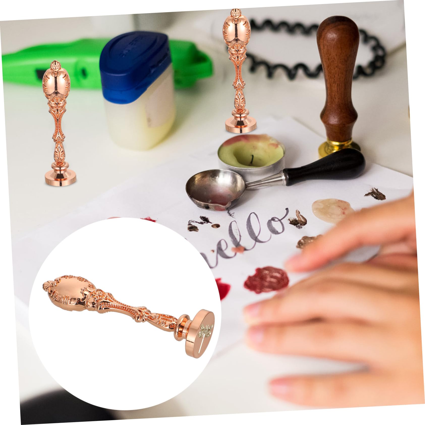 VILLCASE 3stücke Retro Siegelstempel Mit Metallgriff Wachs Siegelstempel Für Einladungen Briefe Scrapbooking Und Dekoration Rosen Pfau-design Für Feste Und Besondere Anlässe