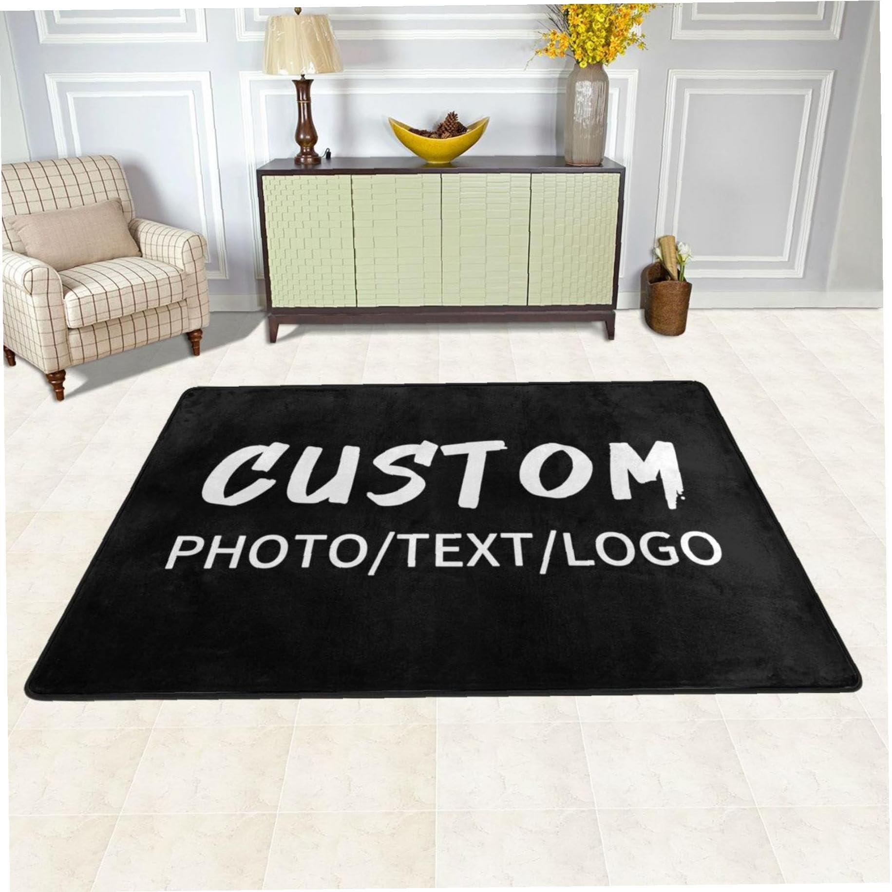 Tapis personnalisé antidérapant lavable grand tapis de salon 182x120