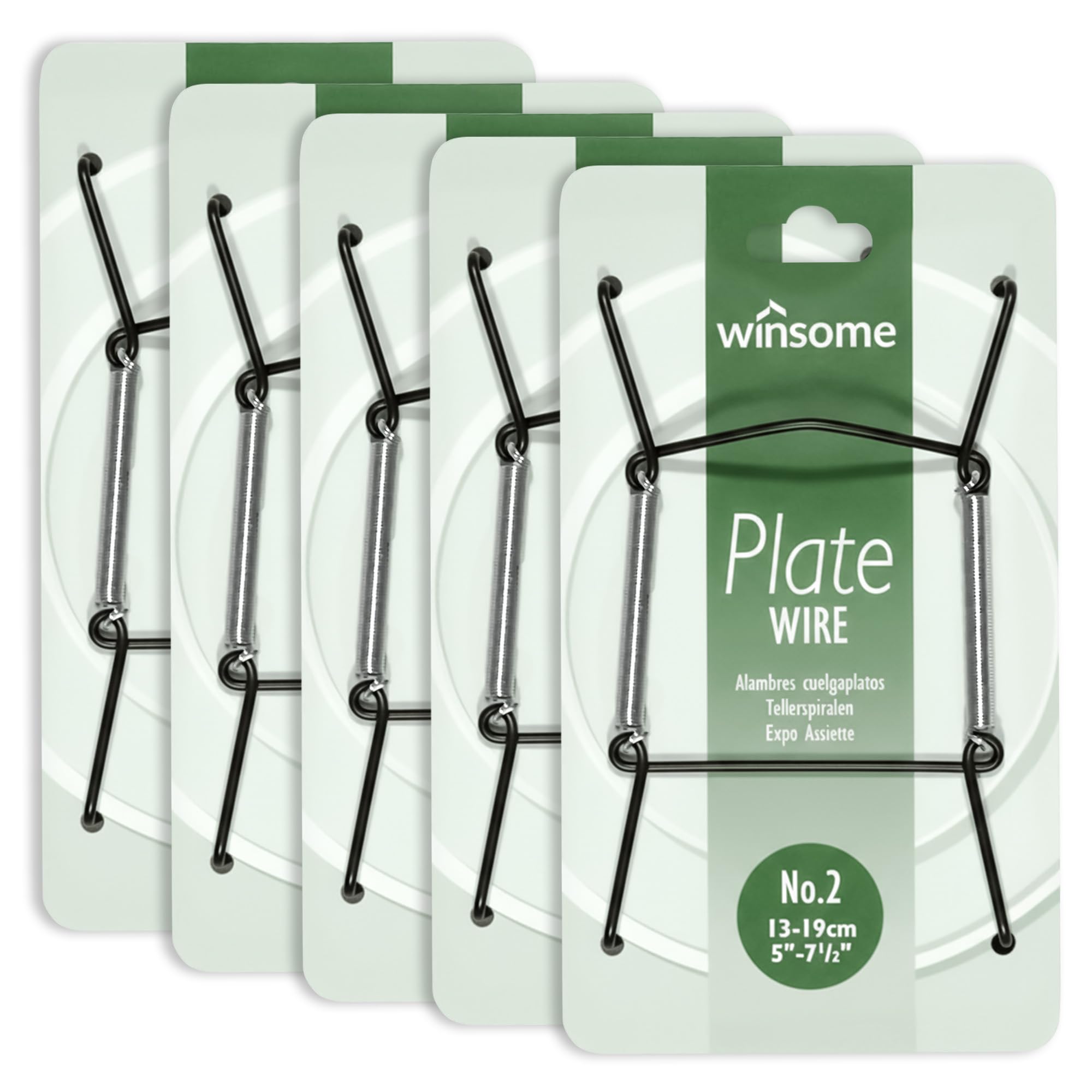 Winsome Black Invisible Plate Hangers For Wall | Decorative Dish Display Holders Hanging Wires Spring Hook Holder Fit To Hang On Wall ( Plate Hanger) (For Plate 14-19 Cm Wide - Pack Of 5)