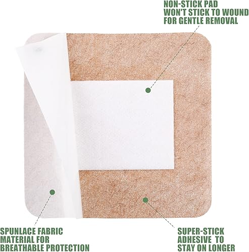 Miniatura 3 de Teling 50 vendajes adhesivos extra grandes, vendajes de tela flexibles para heridas, vendajes y suministros de vendaje, almohadillas antiadherentes