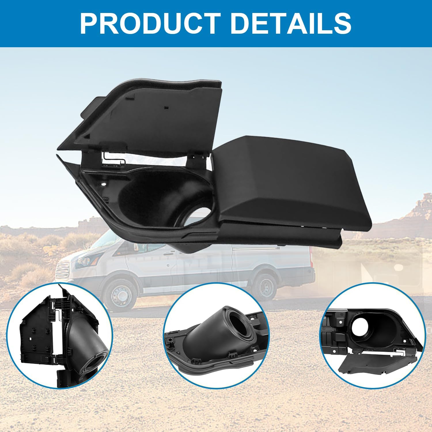 Fuel Door for 2015-2023 Ford Transit Vans 150, 250, 350 (HD) - Replacement Gas Door Cover Accessory (CK4Z-5427936-A, CK4Z-5427936-F) Fuel GAS Filler Pocket Housing Hinge Door Black