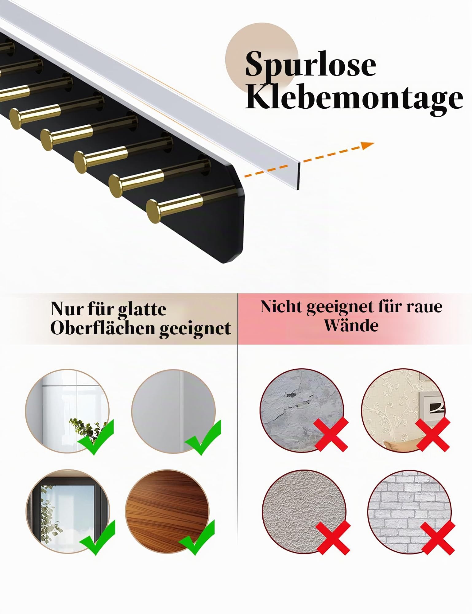 NiHome 2 Stück Wand Ketten Aufbewahrung Schmuckaufbewahrung mit Karbonstahl-Haken, Kettenhalter für Halsketten, Hängend Schmuckhalter für Schminktische, Badezimmer, Küche, Einfache Montage (Schwarz)