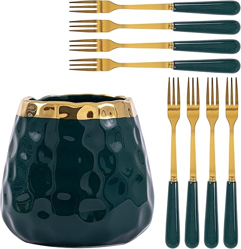 Cuchara de café, 8 cucharaditas, cucharas de postre creativas con mango de cerámica, acero inoxidable de grado alimenticio premium, apto para