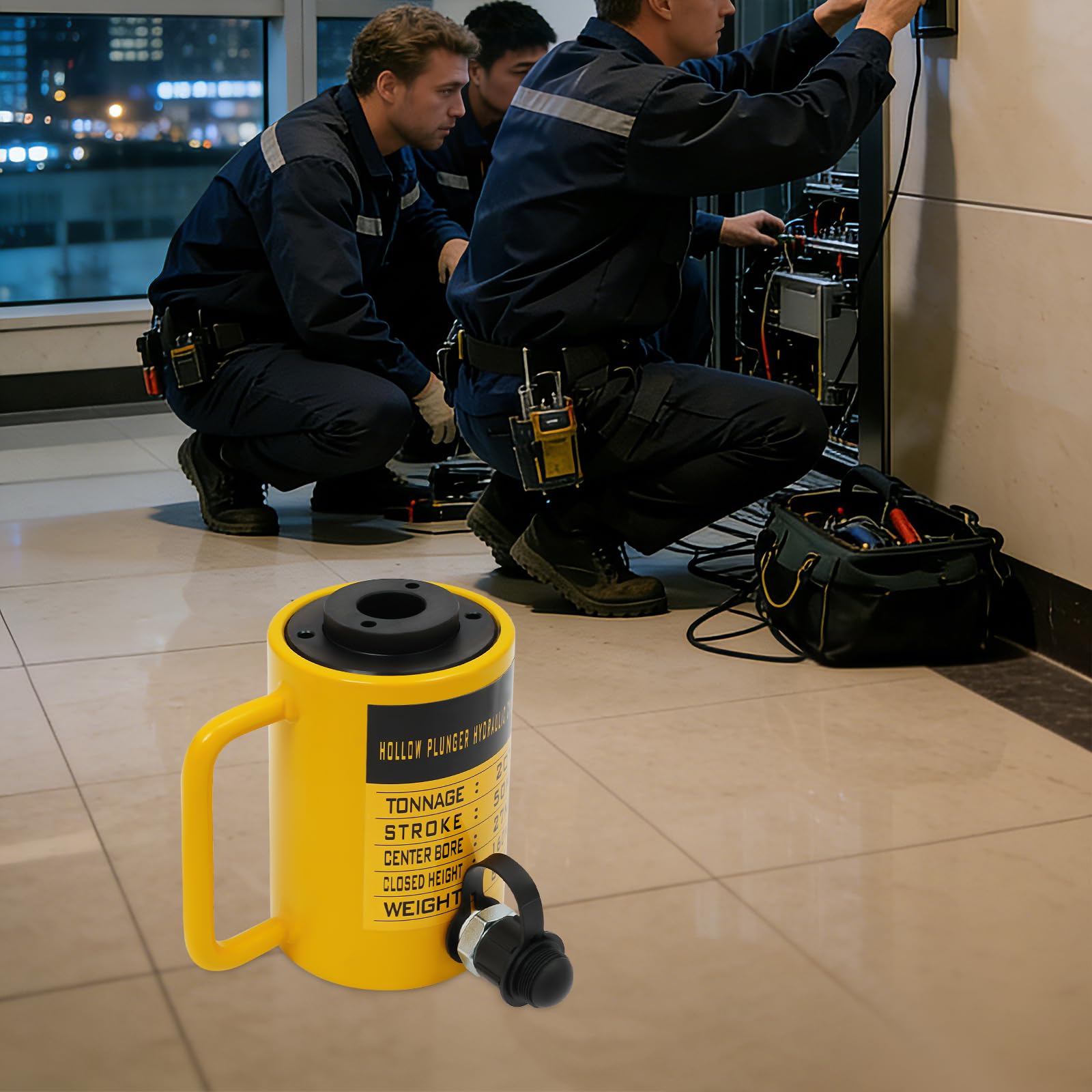 Cilindro idraulico da 20 T con cilindrata da 60 mm, cilindro a pistone cavo portatile, cavo singolo acting idraulico, martinetto per timbri e pompa manuale dell'olio idraulico Ram Cylinder per edifici