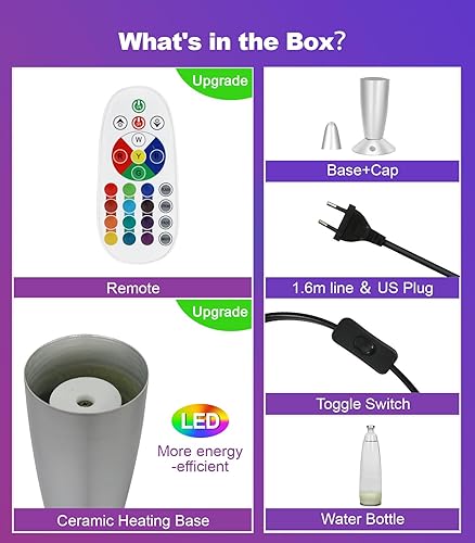 Miniatura 3 de AONESY Lámpara de mesa RGB de 16 colores con control remoto, lámpara de mesa RGB de 13.5 pulgadas, lámpara de movimiento líquido para adultos y