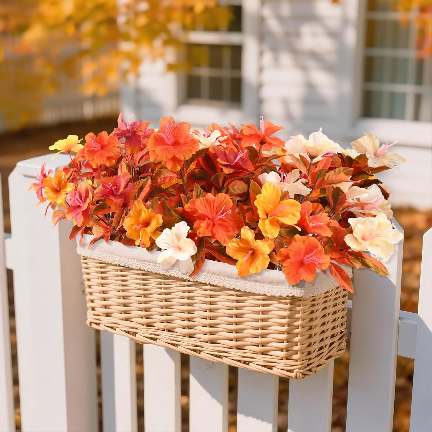 Artificial Fake Fall Flowers for Outdoor Decor 8 Bundles UV Resistant Artificial Plants Outdoor Look Real Faux Silk Autumn Flowers for Porch Planters Garden Yard Decorations - Image 5