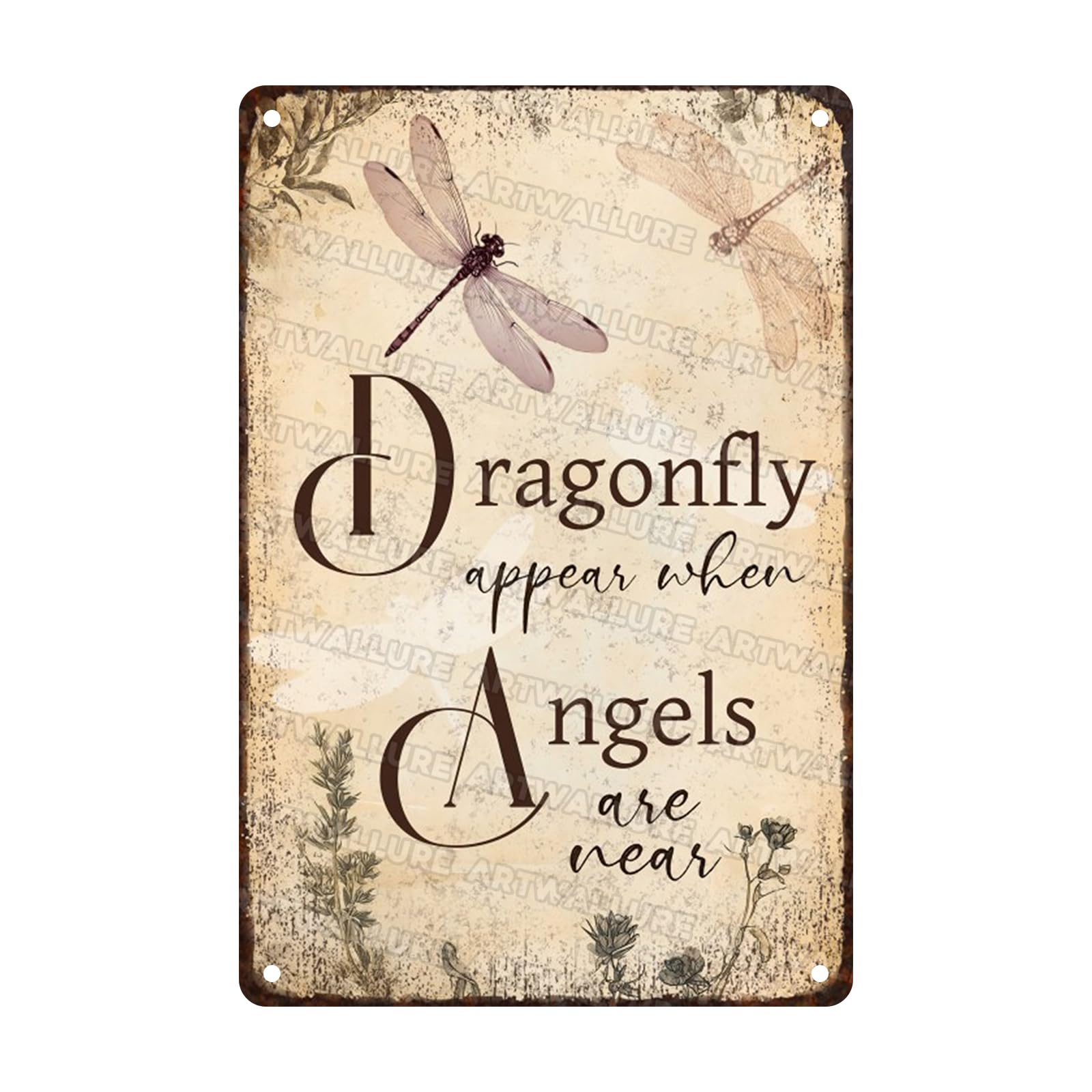 Anceky Retro Metal Tin Sign Dragonflies Appear Metal Sign Retro Wall Decor For Farmhouse Bar Cafe Kitchen Backyard Window 12×16 Inch