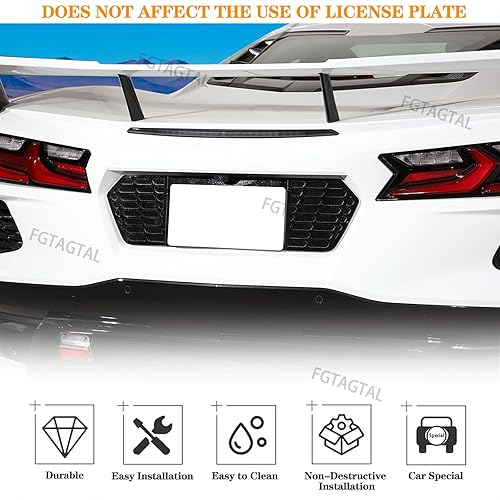 Miniatura 4 de Marco de matrícula trasero compatible con Chevrolet Corvette C8 2020-2023, marco de matrícula de aluminio, inserto de ventilación de parrilla,