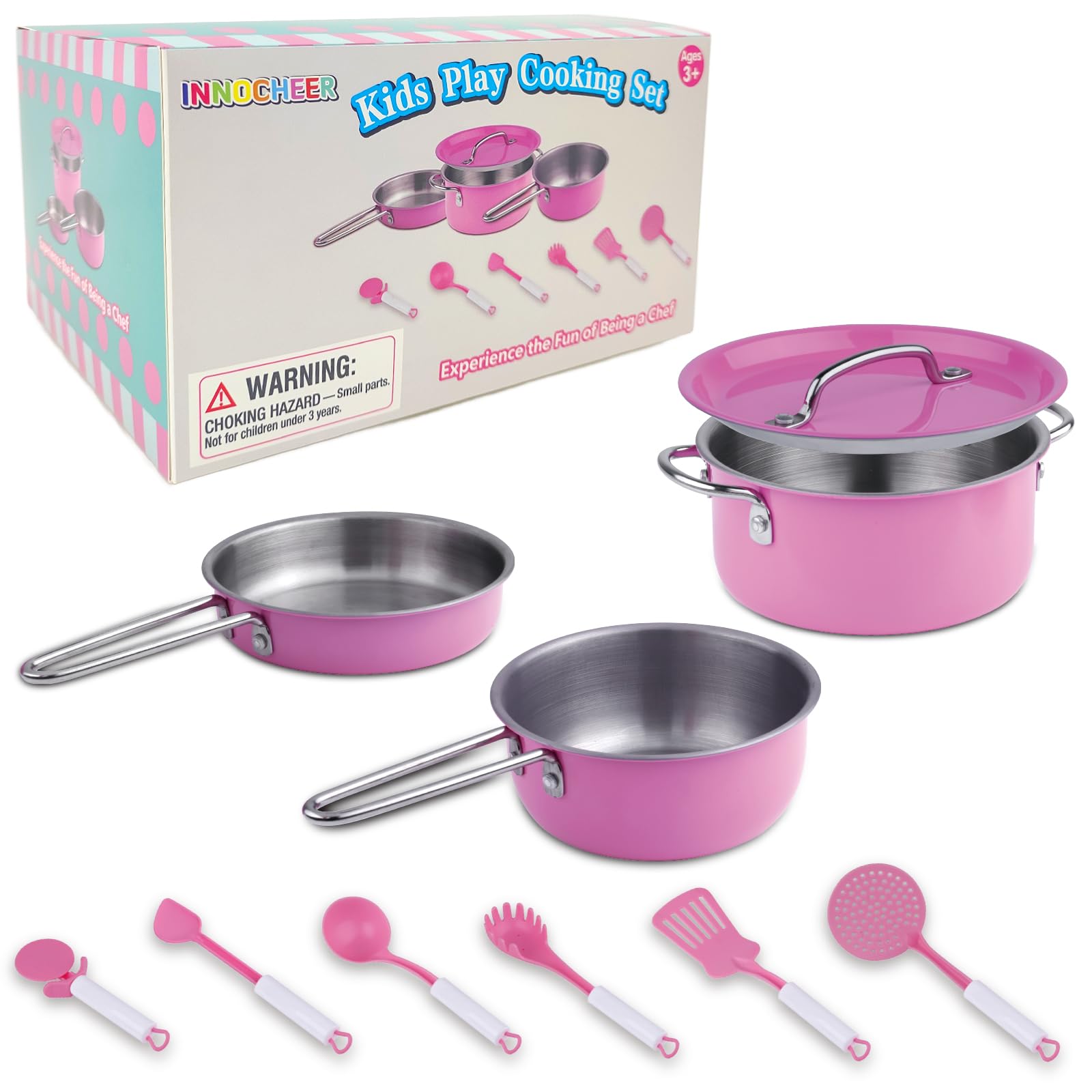 INNOCHEER Kids Kitchen Playset, Pretend Play Cooking Toys with Play Pots, Pans, Utensils Cookware Toys, Toddler Kitchen Set.