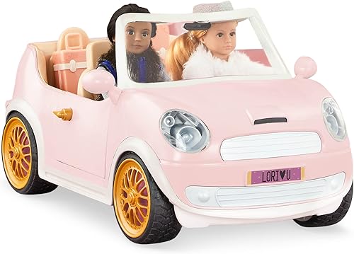 Miniatura 14 de Lori Dolls Ride & Shine Pickup Truck - Coche rosa para mini muñecas de 6 pulgadas, enganche de remolque y puertas que se abren, vehículo de juguete