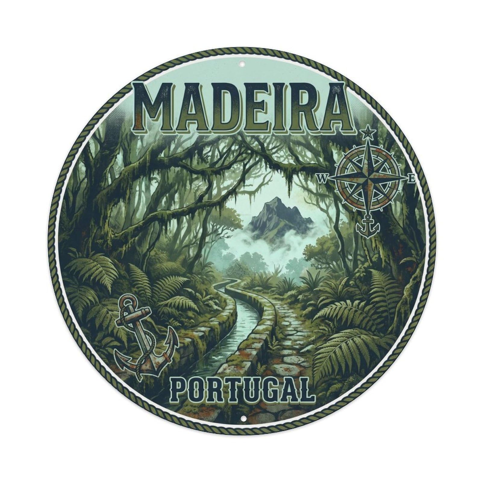 Olhnbad Style Portugal Shipping Madeira Levada Landmark Metal Tin Sign