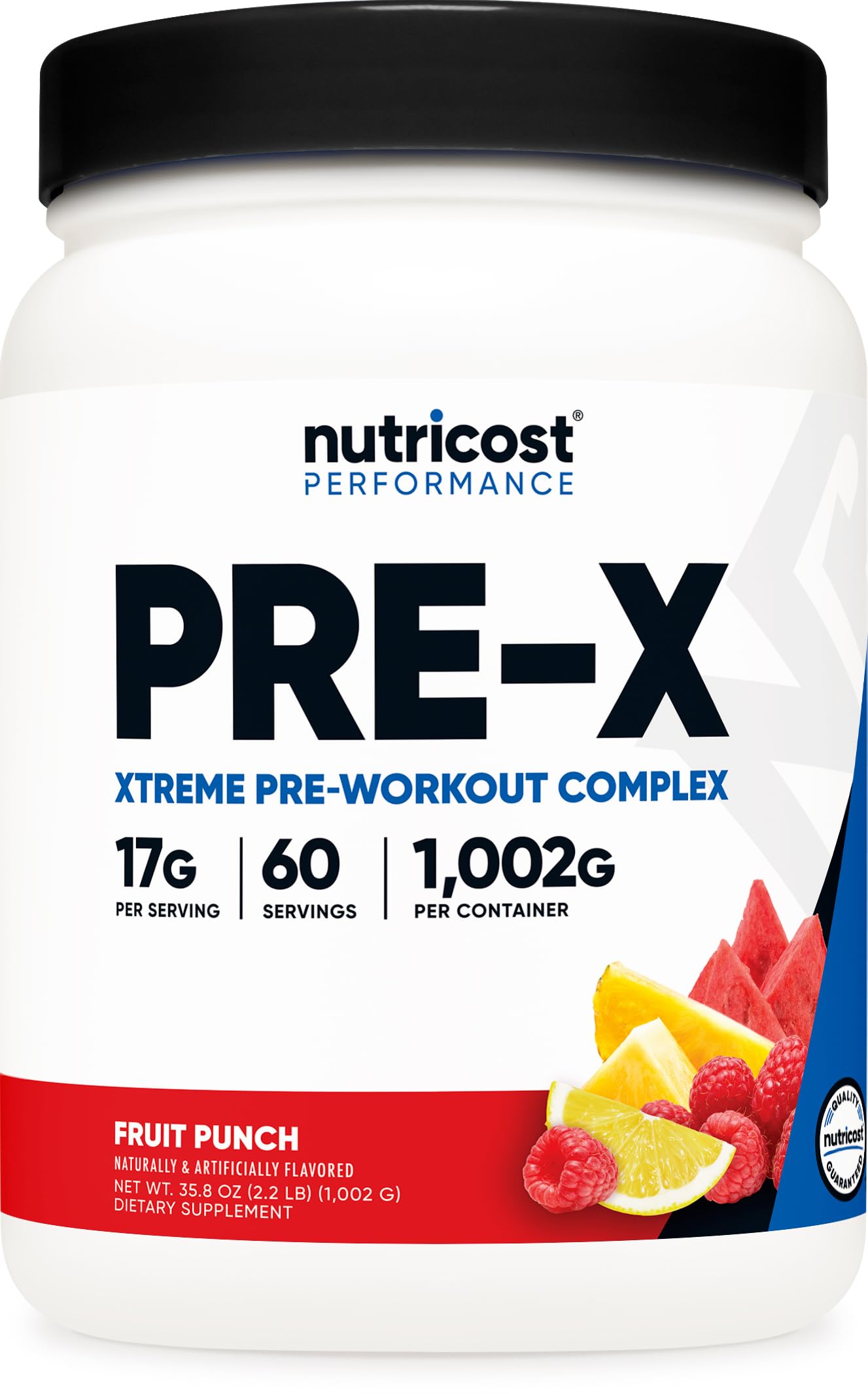 NutricostPre-X Xtreme Pre-Workout Complex Powder, Fruit Punch, 60 Servings, Vegetarian, Non-GMO and Gluten Free