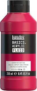 Liquitex BASICS Acrylic Fluid Paint, 250ml (8.5-oz) Bottle, Cadmium Red Deep Hue