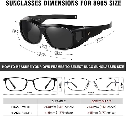 Miniatura 3 de DUCO Gafas de sol envolventes para hombres y mujeres, polarizadas, protección UV, DC8965