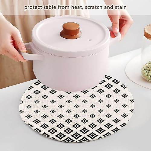 Miniatura 5 de Geometry Grid Absorb Water Pot Holder Trivet Runner for Hot Pots and Pans Absorb Water Potholders for Bowl Protecting Table House Decor 3 Pcs