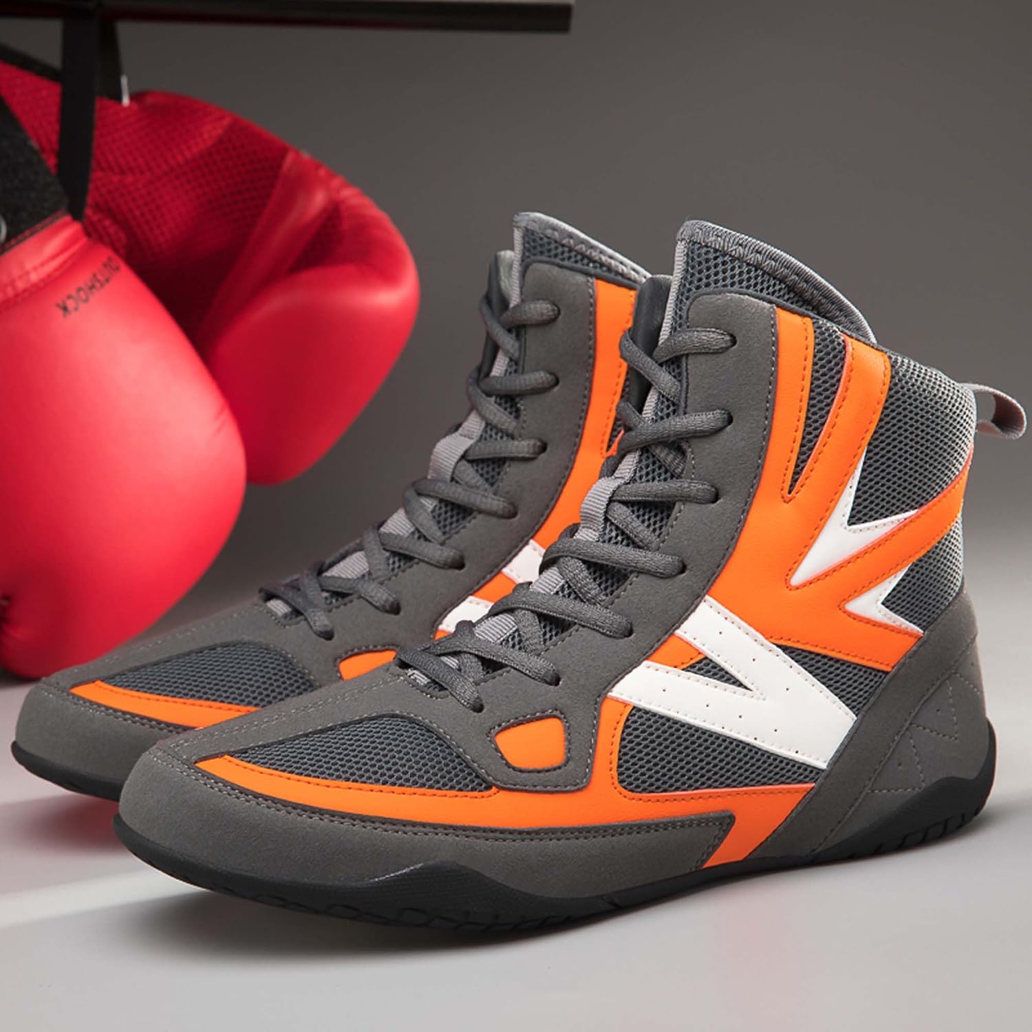 Men's Boxing Shoes Teenagers High Top Wrestling Boxing Shoes Slip Resistant Fighting Training Match Sneakers Men's Casual Shoes Women's Athletic Boots