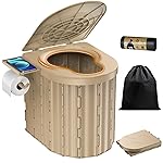 Portable Toilet, Upgraded 15\'\' toilet With Removable Paper Holder, Camping Toilet With A Load Capacity Of 450 Lbs, Portable Potty for Camping, Hiking, Road Trip, Car, RV, Tent, Beach, Truck Drivers
