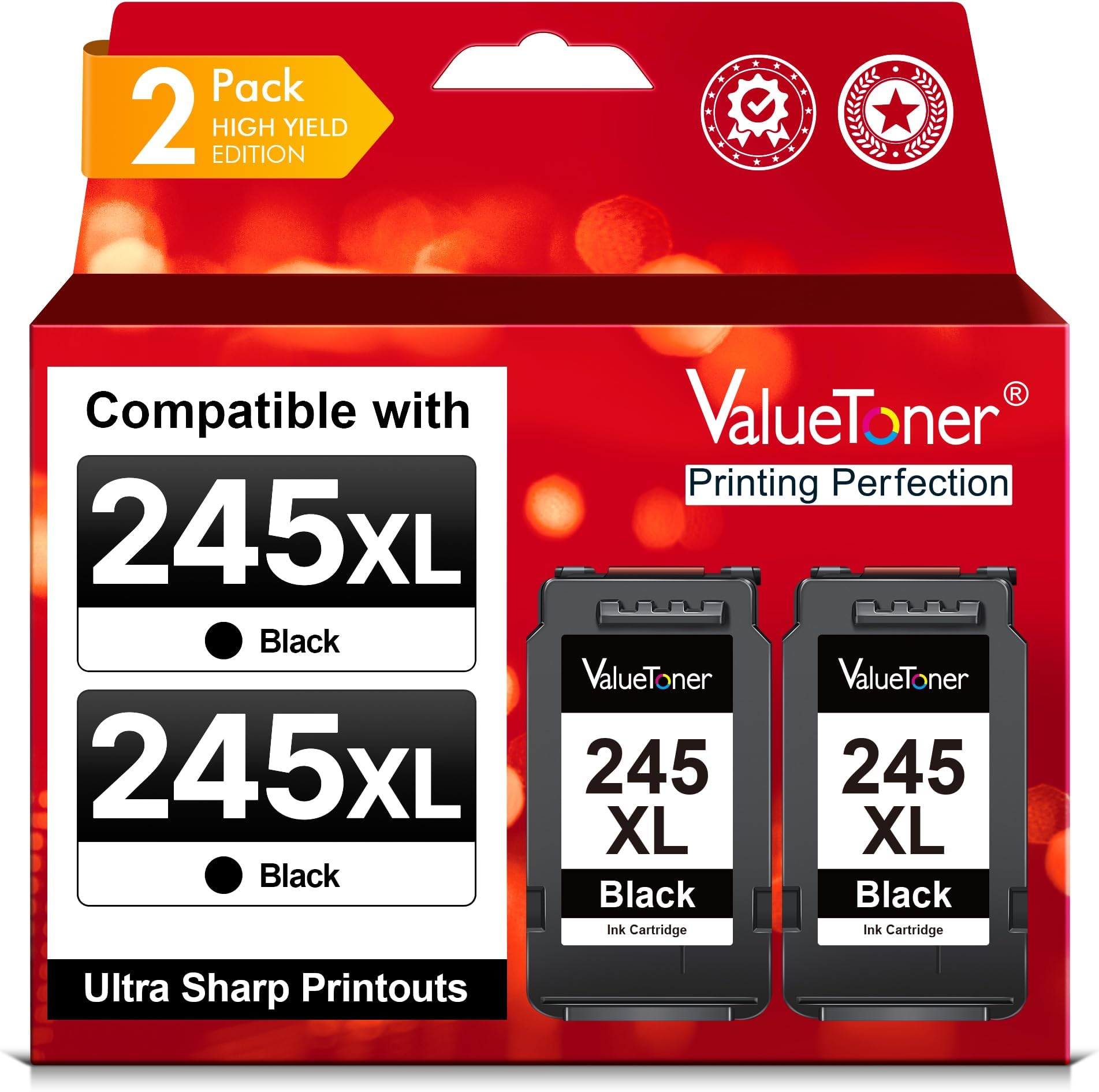 Valuetoner 245XL Ink Cartridge Replacement for Canon 245XL Black Ink PG-245XL 245 XL 243 for PIXMA TR4520 MX492 TS3122 MX490 MG3022 MG2522 MG2920 MG2420 MG2520 MG2922 MG2924 MG3029 Printer (2 Black)