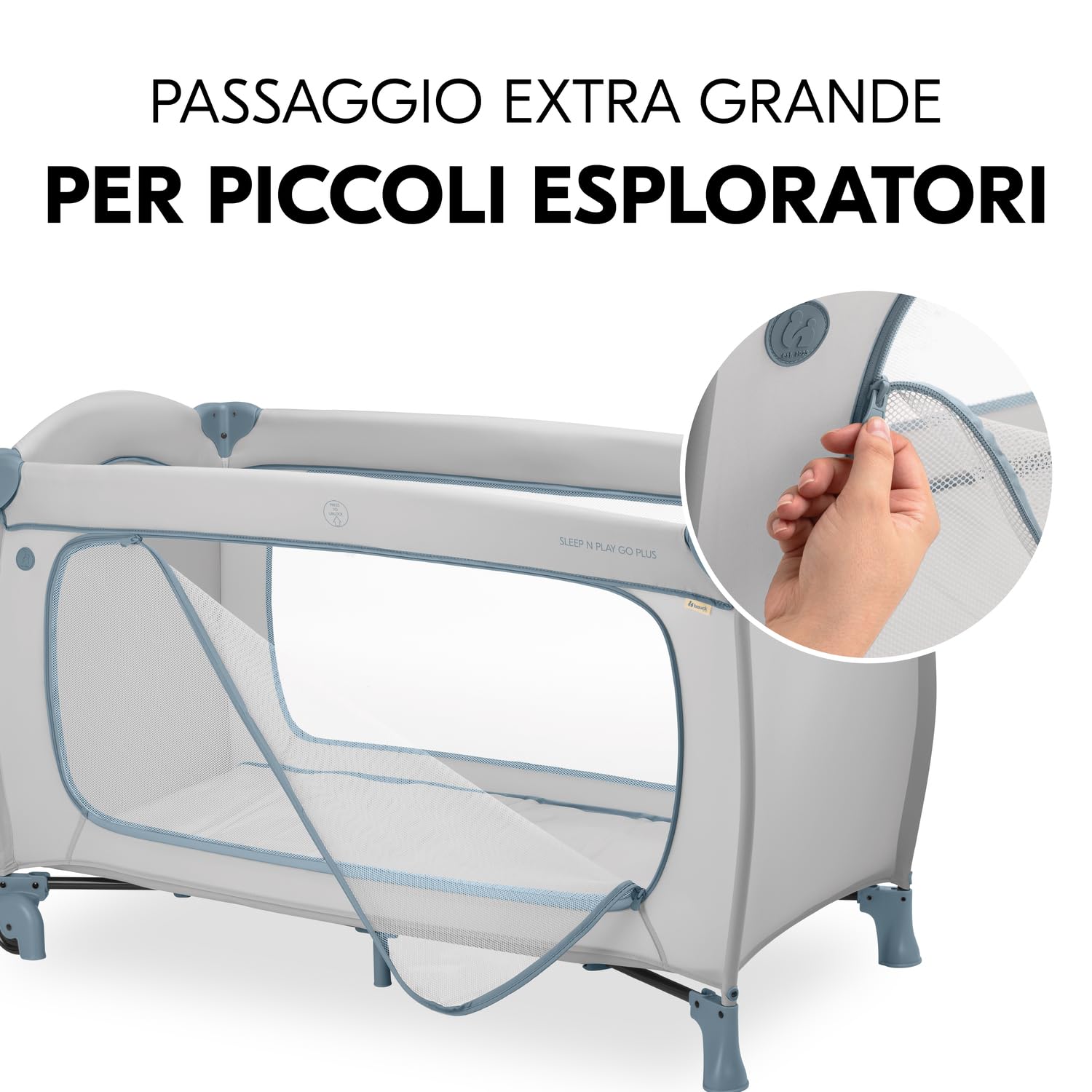 Hauck Sleep N Play Go Plus Łóżeczko Składane 120x60 do 15kg z Kołami - Dusty Blue