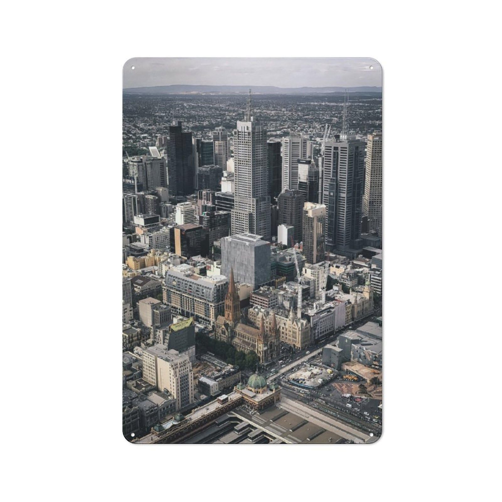 Junmoney Melbourne Vintage-Inspired Tin Sign 30X20cm For Garage Or Workshop, For Garage, Workshop And Man Cave Decoration