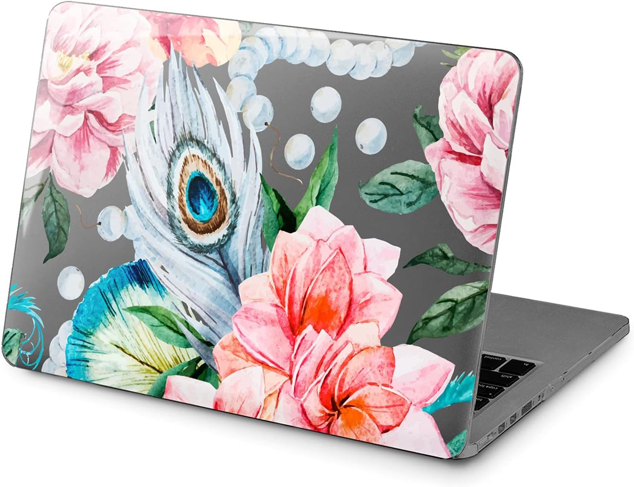 Hard Case Compatible for MacBook Pro 16 14 M3 M2 2023 M1 Pro 13 2022 Air 13 2021 Retina 2020 Mac 11 12 Cover Feather Flowers Design Peacock Protective Roses Vintage Print Laptop Pink Luxury