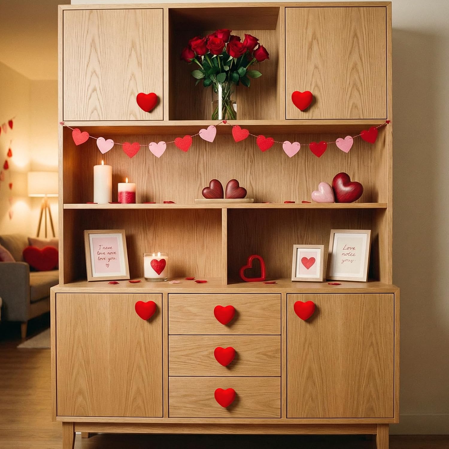 Vicenpal 12 Pcs Valentine's Day Silicone Heart Cabinet Knobs for Kitchen Rubber Red Heart Furniture Knob Decorative Drawer Pulls for Valentine Cabinet Dresser Wardrobe Home Decor