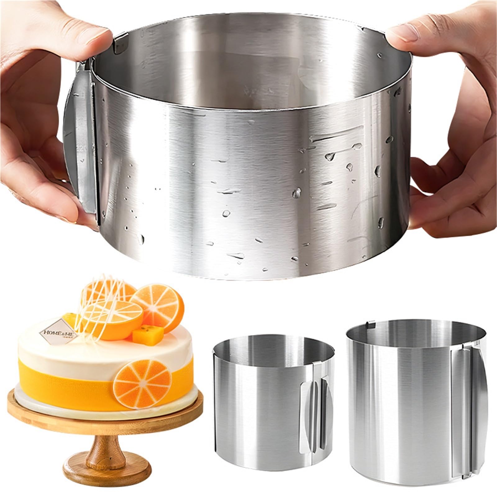 Anillo Para Tartas Anillo telescópico for Mousse de acero inoxidable, molde redondo ajustable for pastel, herramientas de decoración de postres de cocina, 2 uds.(12cm)
