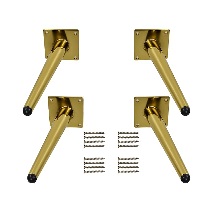 Buy 8Inch Brass Gold Furniture Legs, Round Tapered Oblique Metal Table